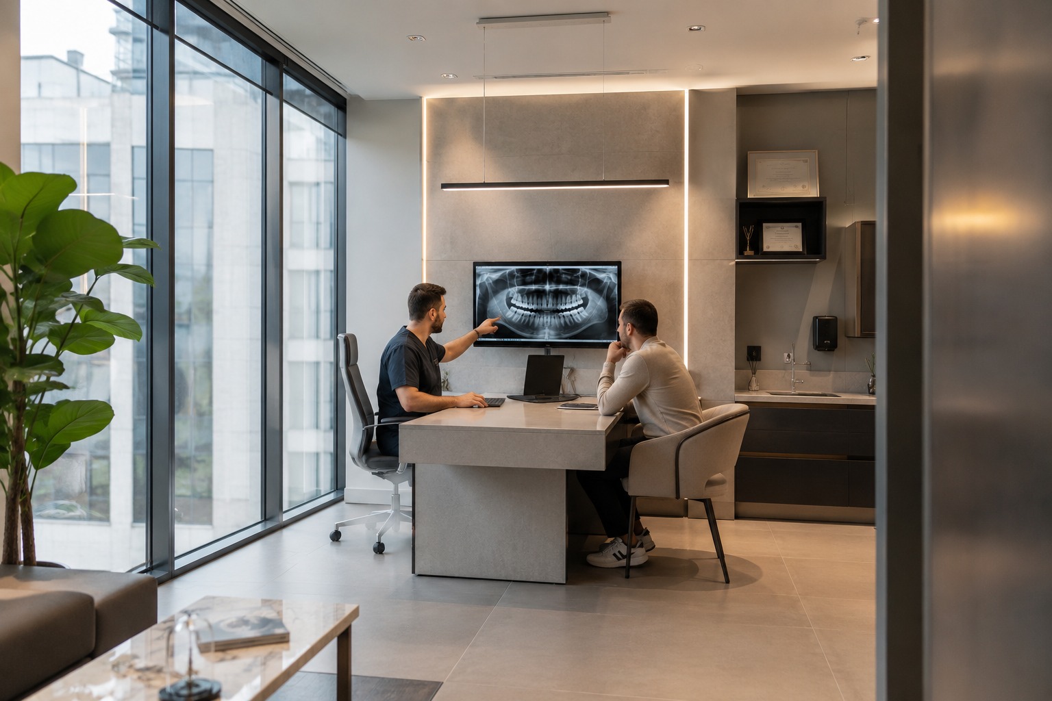 Patient reviewing a dental treatment plan before choosing treatment abroad